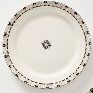 New Set of 4 Anthropologie Bistro Tile Dinner Plates